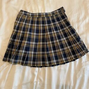 Navy and yellow plaid skirt